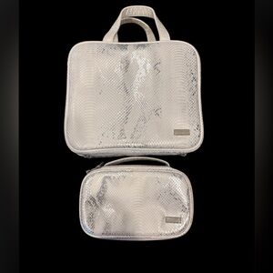 Stephanie Johnson Silver Snakeskin Cosmetic Bag Set